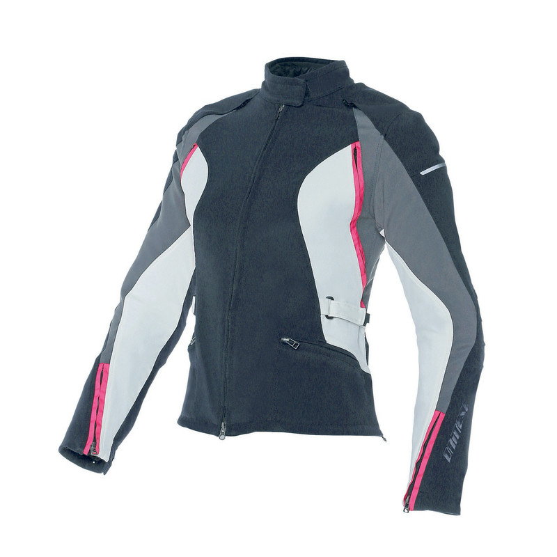 Dainese Arya Lady Tex Damen-Motorradjacke in Schwarz/Grau/Fuchsia