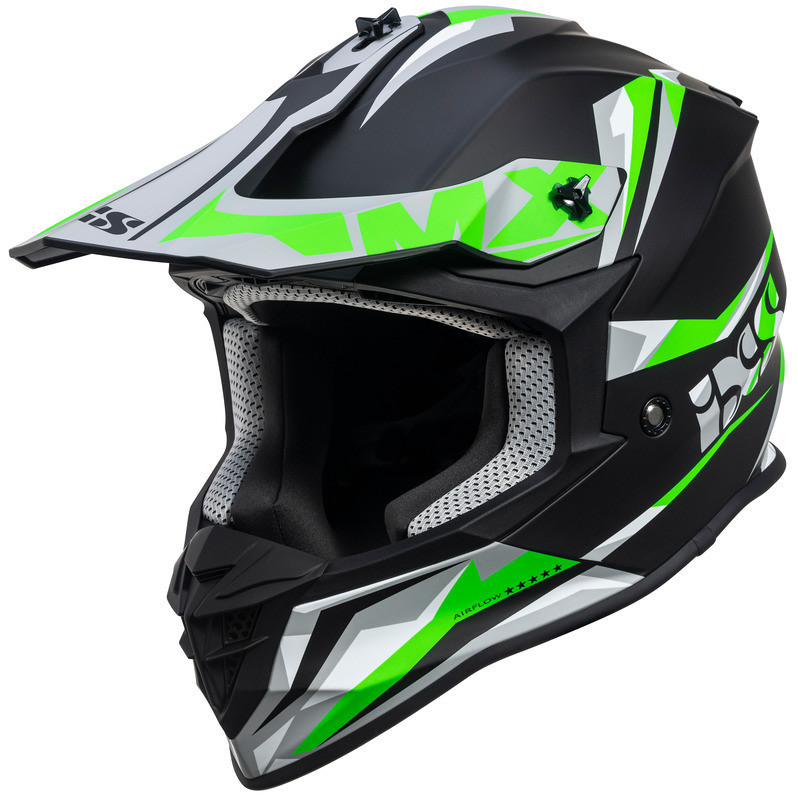 iXS 362 2.0 Crosshelm Schwarz/Neongrün matt Seitenansicht