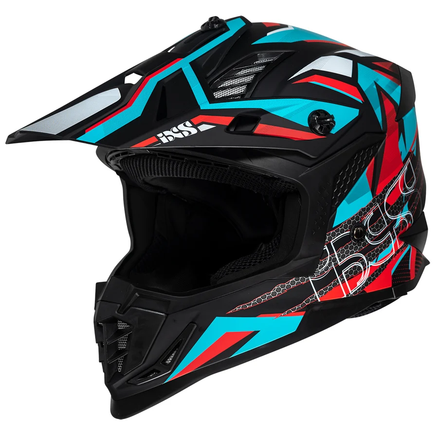 iXS 363 2.0 Crosshelm Schwarz/Petrol/Rot matt Seitenansicht