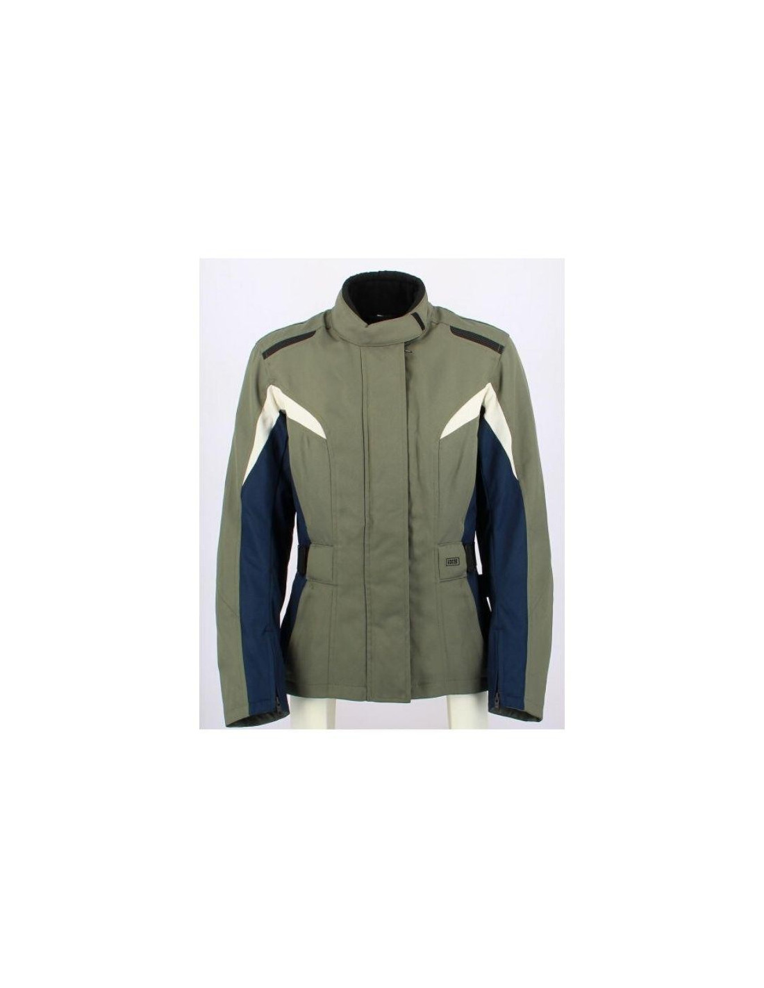 iXS DANA Damen-Motorradjacke in Olive mit dunkelmarineblauen Ärmeln und weissen Akzenten