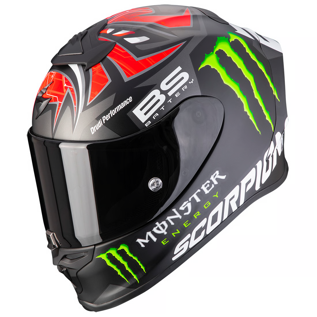 Scorpion EXO-R1 Air Fabio Quartararo Monster Replica in Schwarz matt, Rot, Weiss und Grün, Grösse XL