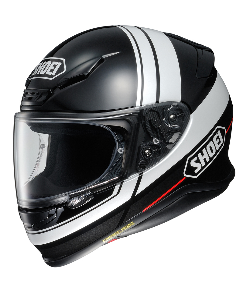 SHOEI NXR Philosopher TC-5 Integralhelm in Schwarz/Weiss mit roter Akzentlinie, Grösse XL
