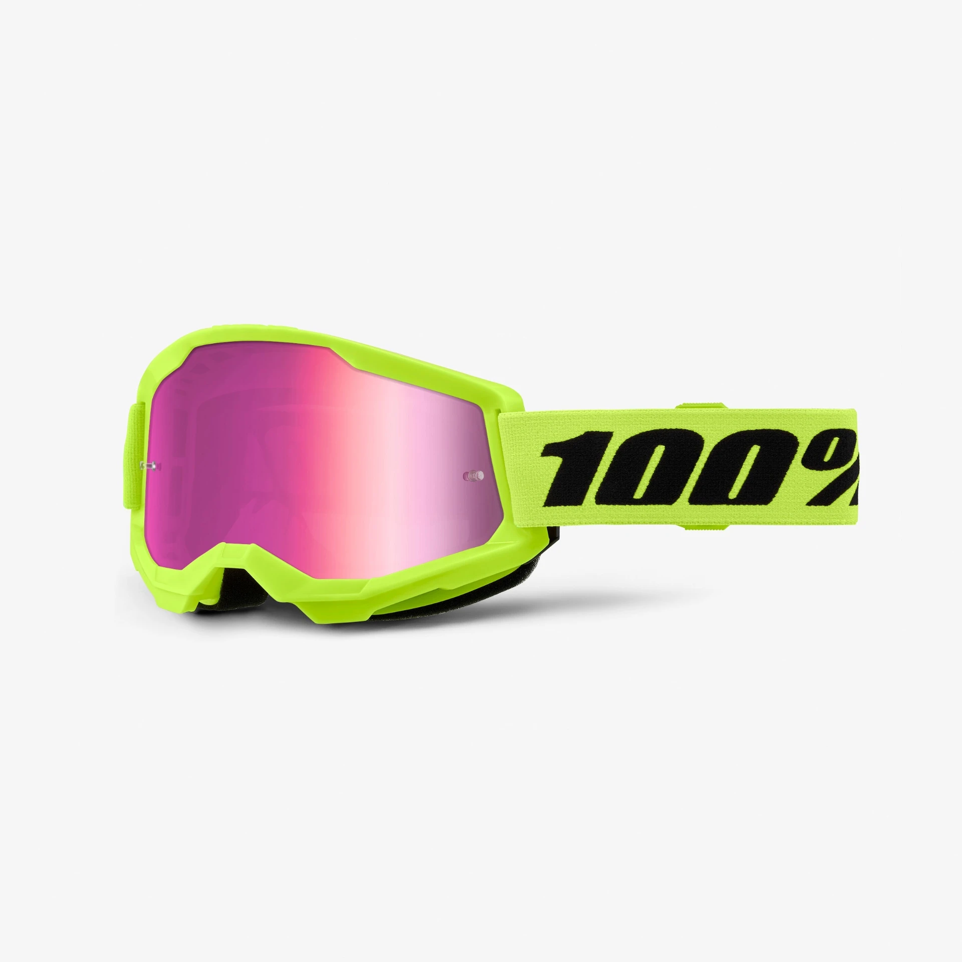 100% Strata 2 Crossbrille in Neongelb mit pink verspiegelter Scheibe