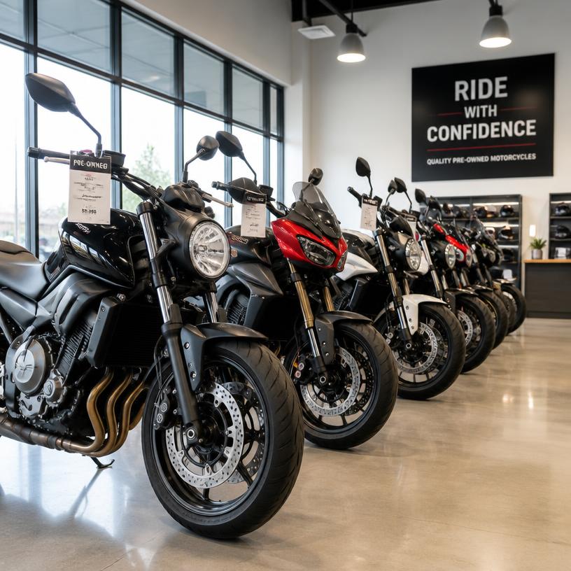 Occasionsmotorräder in der Ausstellung
